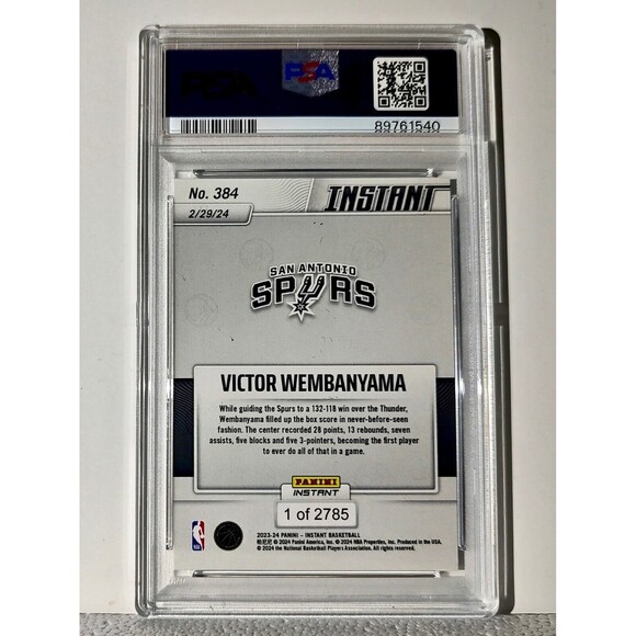 Victor Wembanyama 2023-24 Panini #384 NBA Rookie Card 1 of 2785 PSA 9 MINT - Picture 2 of 2
